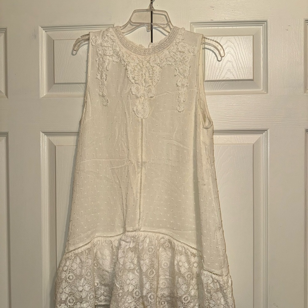 Umgee Cream Lace Yoke Dress